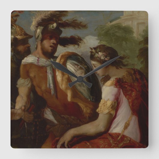 Rinaldoおよび鏡盾、c.1650-55 スクエア壁時計 (正面)