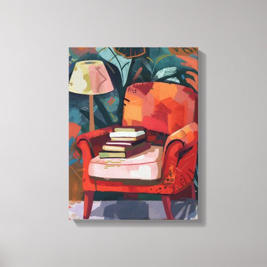 Rincón de Lectura: Arte Favista con Sillón Rojo. キャンバスプリント (正面)