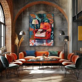 Rincón de Lectura: Arte Favista con Sillón Rojo. キャンバスプリント