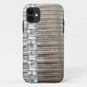 Rinestonesの銀及び金ゴールドのフェイクな革IPHONE箱 iPhone 11 ケース