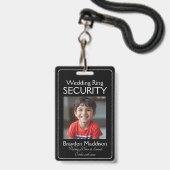 Ring Bearer Photo SECURITY Badge Black White バッジ (正面（ネックストラップ付）)