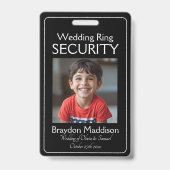 Ring Bearer Photo SECURITY Badge Black White バッジ (正面)