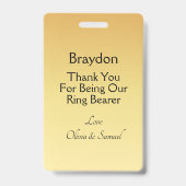 Ring Bearer Photo SECURITY Badge Golden Flowers バッジ (Back)