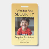 Ring Bearer Photo SECURITY Badge Golden Flowers バッジ (Front)