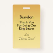 Ring Bearer Photo SECURITY Badge Golden Flowers バッジ (裏面)