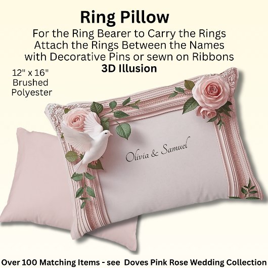 Ring Bearer Pillow With Bride & Groom Names アクセントクッション