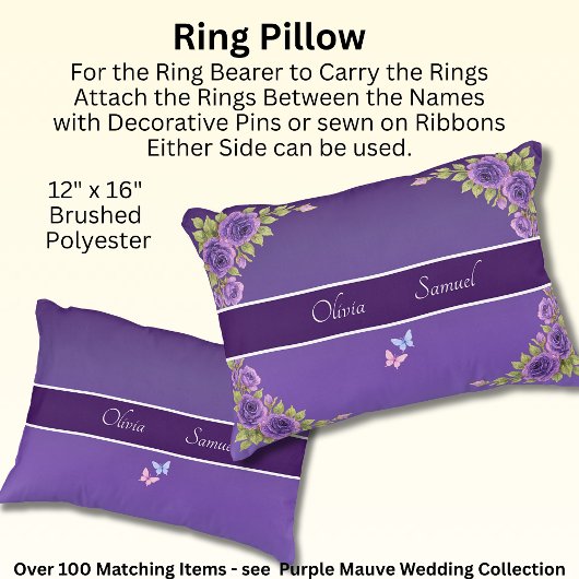 Ring Bearer Pillow With Bride & Groom Names アクセントクッション