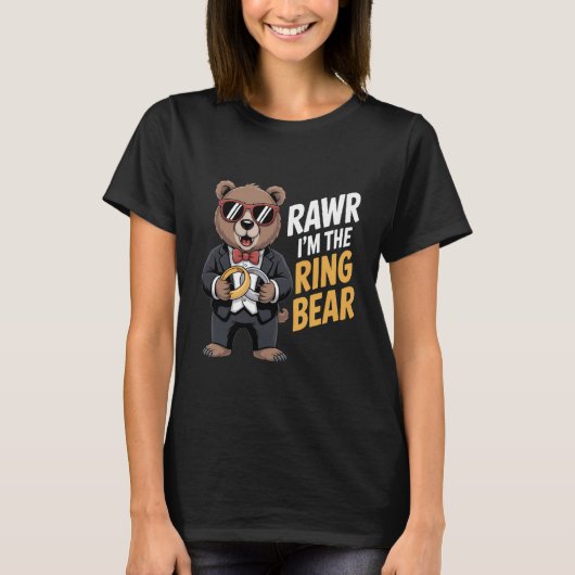 Ring Bearer Ring Security Funny Wedding Party Bear Tシャツ (正面)