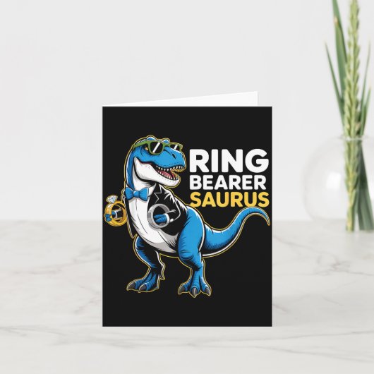 Ring Bearer T-rex Dino Funny Wedding Party Ring Di カード (正面)