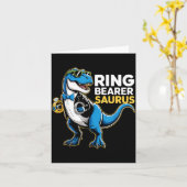 Ring Bearer T-rex Dino Funny Wedding Party Ring Di カード (黄色い花)