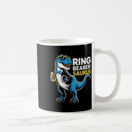 Ring Bearer T-rex Dino Funny Wedding Party Ring Di コーヒーマグカップ (右)