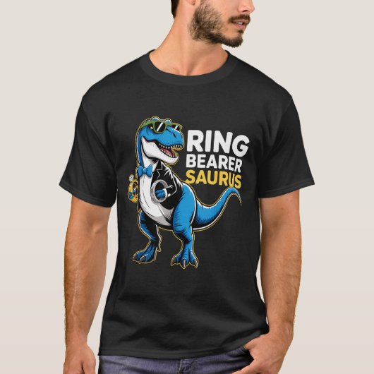 Ring Bearer T-rex Dino Funny Wedding Party Ring Di Tシャツ (正面)