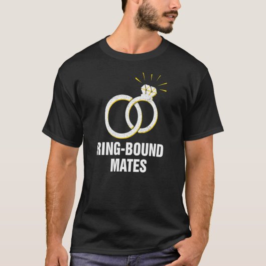 Ring Bound Mates Wedding Sayings Bride and Groom Q Tシャツ (正面)