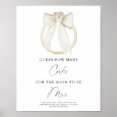 Ring & Bow Bridal shower How Many Corks  ポスター (正面)