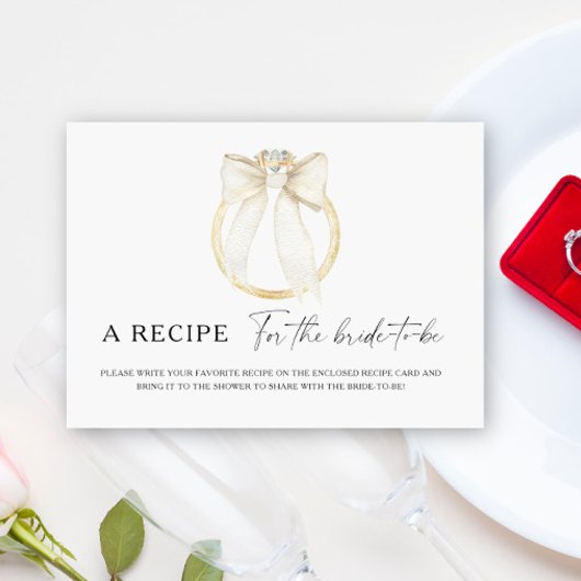 Ring bow bridal shower Recipe for the bride to be エンクロージャーカード