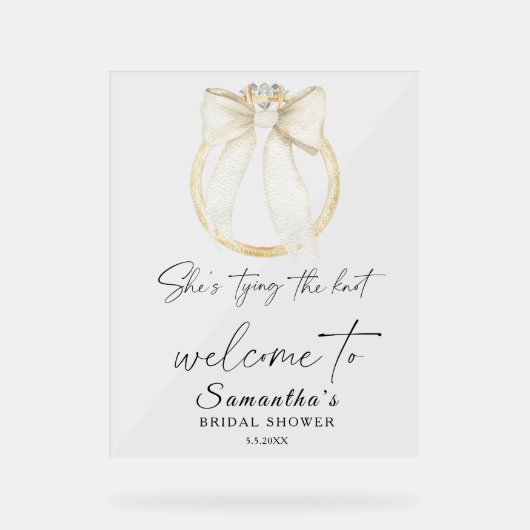 Ring Bow She's tying the knot Bridal Welcome アクリルサイン (正面)