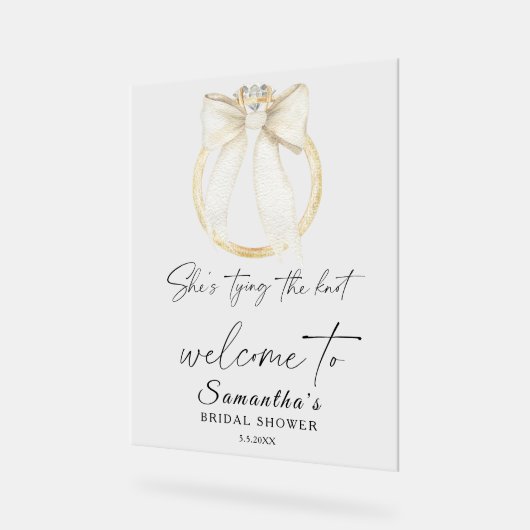 Ring Bow She's tying the knot Bridal Welcome アクリルサイン (傾斜)
