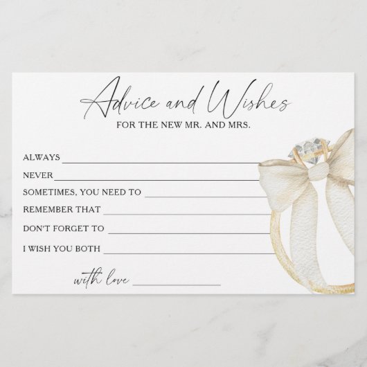 Ring Bridal Shower Advice and Wishes 便箋 (正面)