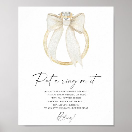 Ring bridal shower Put a ring on it game Post ポスター (正面)