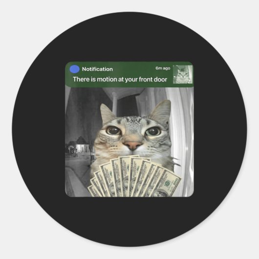 Ring Cat With Motion Meme  ラウンドシール (正面)