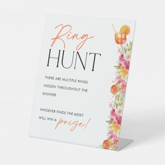 Ring Hunt Sign Bridal Shower Game First Spritz 台座サイン (正面)