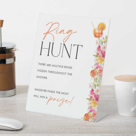 Ring Hunt Sign Bridal Shower Game First Spritz 台座サイン (インサイチュ)