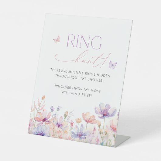Ring Hunt Sign Bridal Shower Game Floral Butterfly 台座サイン (正面)