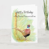 Ring Necked Pheasant Personality Birthday Fun Bird カード (正面)