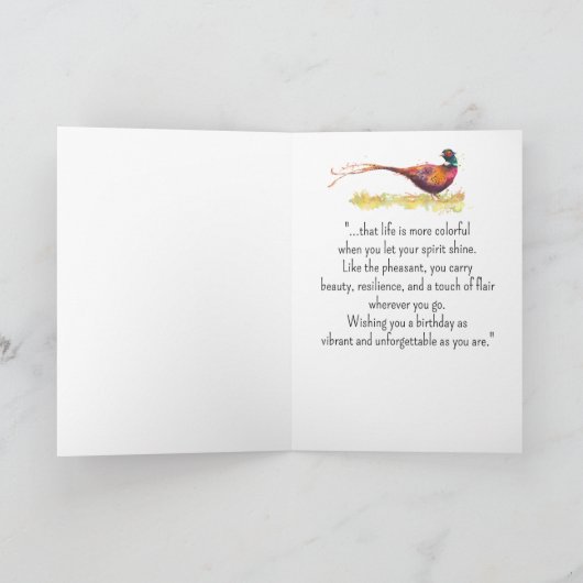 Ring Necked Pheasant Personality Birthday Fun Bird カード (内部)