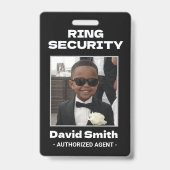 Ring Security Black White Formal Suit Groomsman's  バッジ (正面)