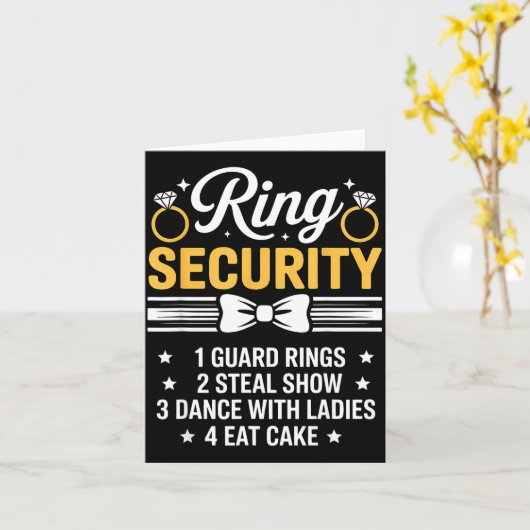 Ring Security Wedding Party Funny Ring Bearer  カード (黄色い花)