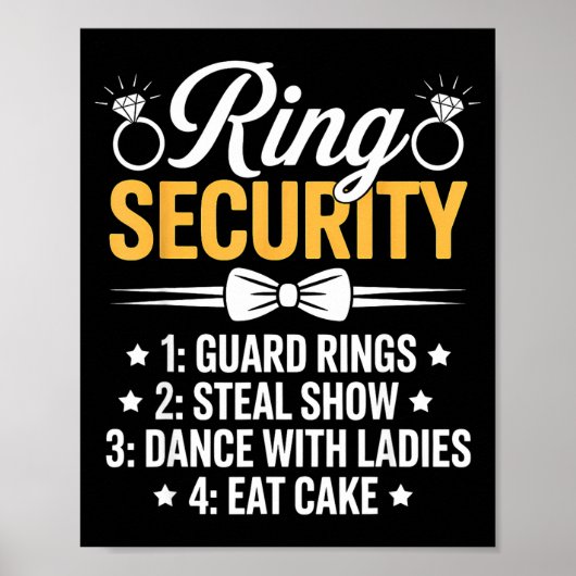 Ring Security Wedding Party Funny Ring Bearer  ポスター (正面)