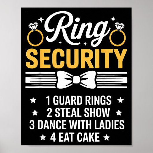 Ring Security Wedding Party Funny Ring Bearer  ポスター (正面)
