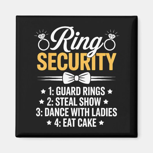 Ring Security Wedding Party Funny Ring Bearer  マグネット (正面)