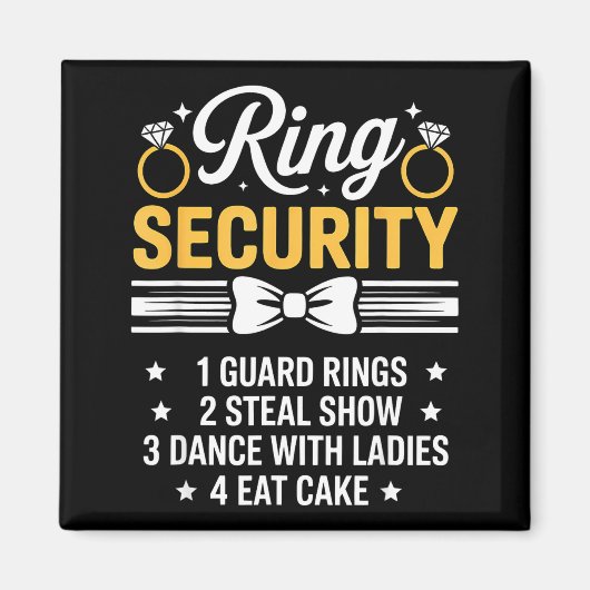 Ring Security Wedding Party Funny Ring Bearer  マグネット (正面)