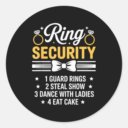 Ring Security Wedding Party Funny Ring Bearer  ラウンドシール (正面)