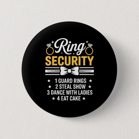 Ring Security Wedding Party Funny Ring Bearer  缶バッジ (正面)