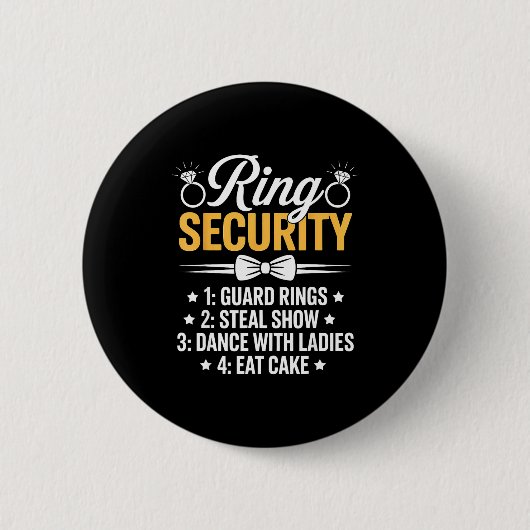Ring Security Wedding Party Funny Ring Bearer  缶バッジ (正面)