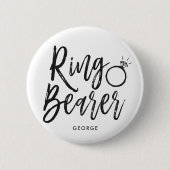 Ringbearer |の原稿のスタイルのカスタムな結婚式 缶バッジ (正面)