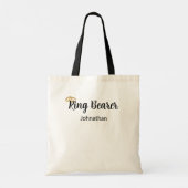 Ringbearer Script金ゴールド結婚のリングや輪少年の名前 トートバッグ (裏面)