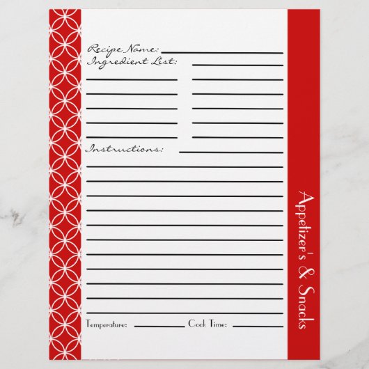 Ringed Diamondsレシピインサート – 赤い白 (正面)