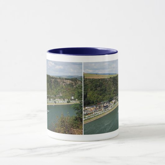 Ringer Tasse blau An der Loreley im Mittelrheintal マグカップ (中央)