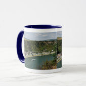 Ringer Tasse blau An der Loreley im Mittelrheintal マグカップ (正面左)