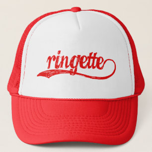 Ringetteの赤い筆記体の野球帽 キャップ