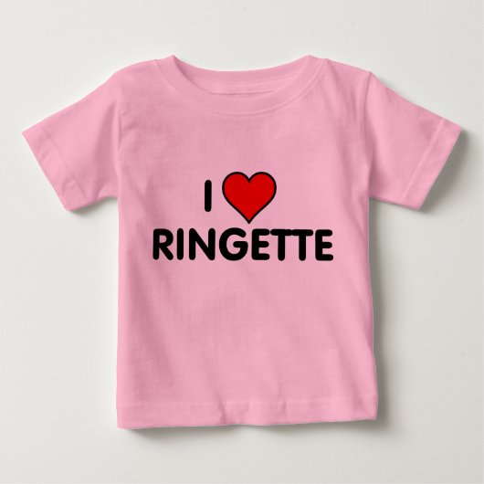 Ringette "私はRingette"を子供のTシャツ愛します ベビーTシャツ (正面)