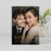 Ringing in the New year Save the date photo 箔招待状 (立ち正面)