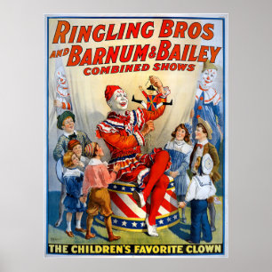 Ringlingの兄弟及びBarnum及びベイリーのヴィンテージのピエロ ポスター