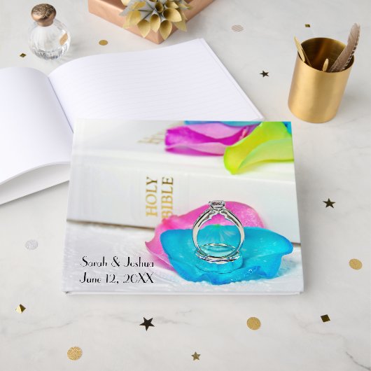 Rings On Rainbow Rose Petal with Bible ゲストブック (正面見開き)