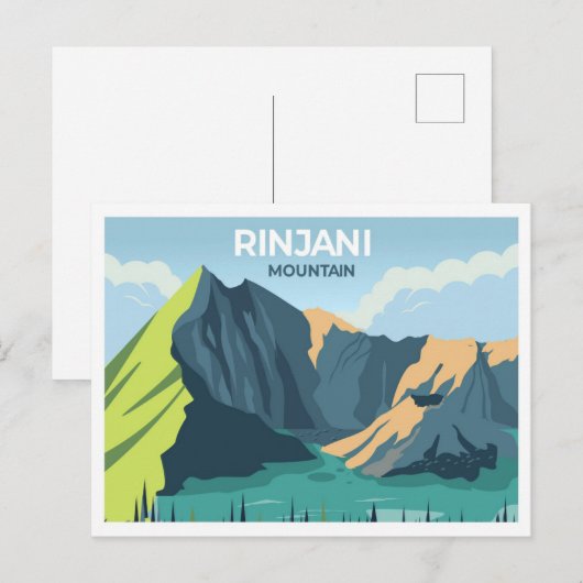 Rinjani Indonesia travel place illustration ポストカード (正面/裏面)