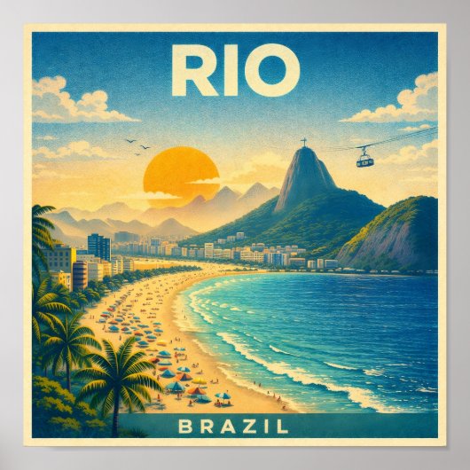 Rio Brazil Vintage Travel Poster ポスター (正面)